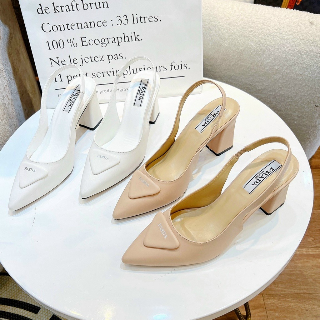 Giày Bít Mũi Dây Quai Hậu Hở Gót Cao 5cm_Giày Cao Gót SIZ_Cao Gót Quai Hậu Đế Vuông 5cm