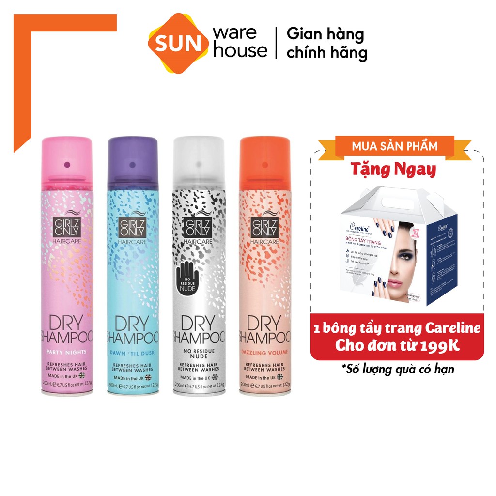 Dầu Gội Khô Girlz Only Dry Shampoo 4 Hương Thơm Quyến Rũ Bảo Vệ Mái Tóc Tiện Dụng 200ML
