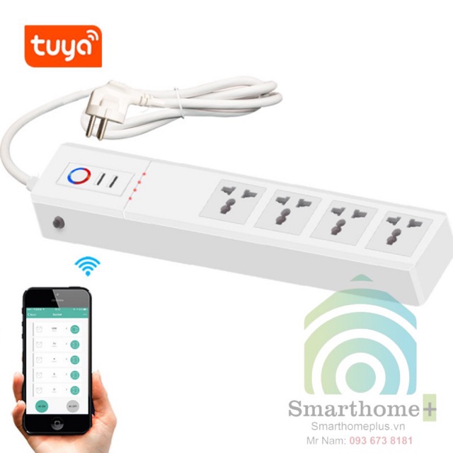 Ổ Cắm 4 Cổng Kéo Dài Công Suất Lớn Điều Khiển Qua Wifi Tuya TC4