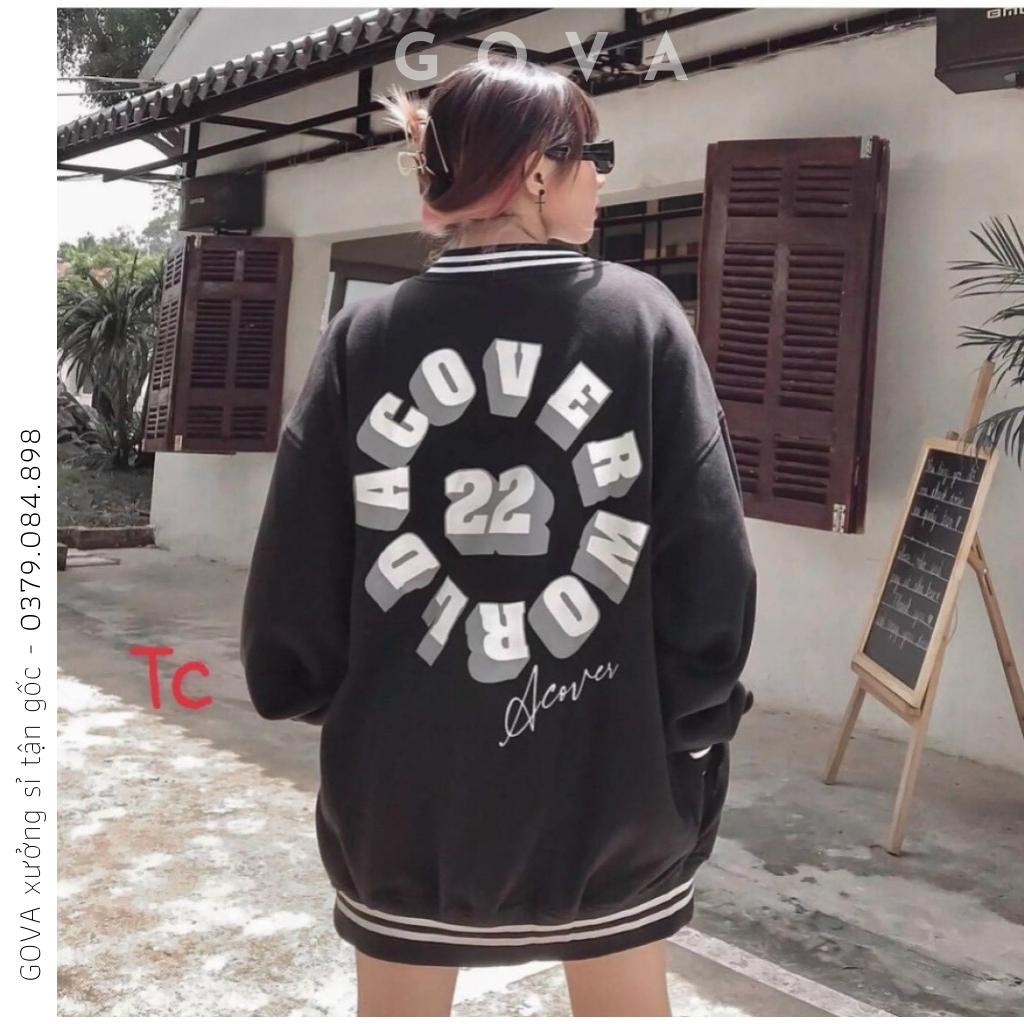 Áo Khoác Bomber Nỉ AR ACOVER Nam Nữ Form Rộng Vải Nỉ Hình In Đẹp GOVA