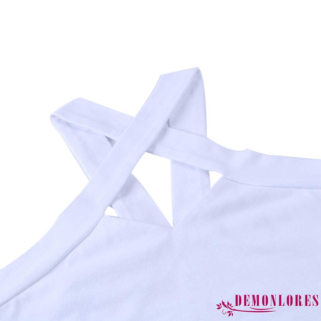 Áo Croptop Màu Trơn Thiết Kế Dây Đan Chéo Cổ Quyến Rũ Cho Nữ