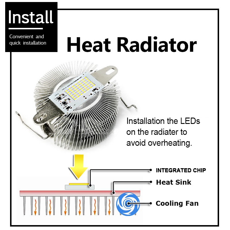 SMD LED Lamps Chip 220V Smart IC 10W 20W 50W 90W Bulb FloodLight Cold/Warm White