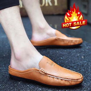 Giày lười hở gót bằng da thời trang mùa hè cho nam giới