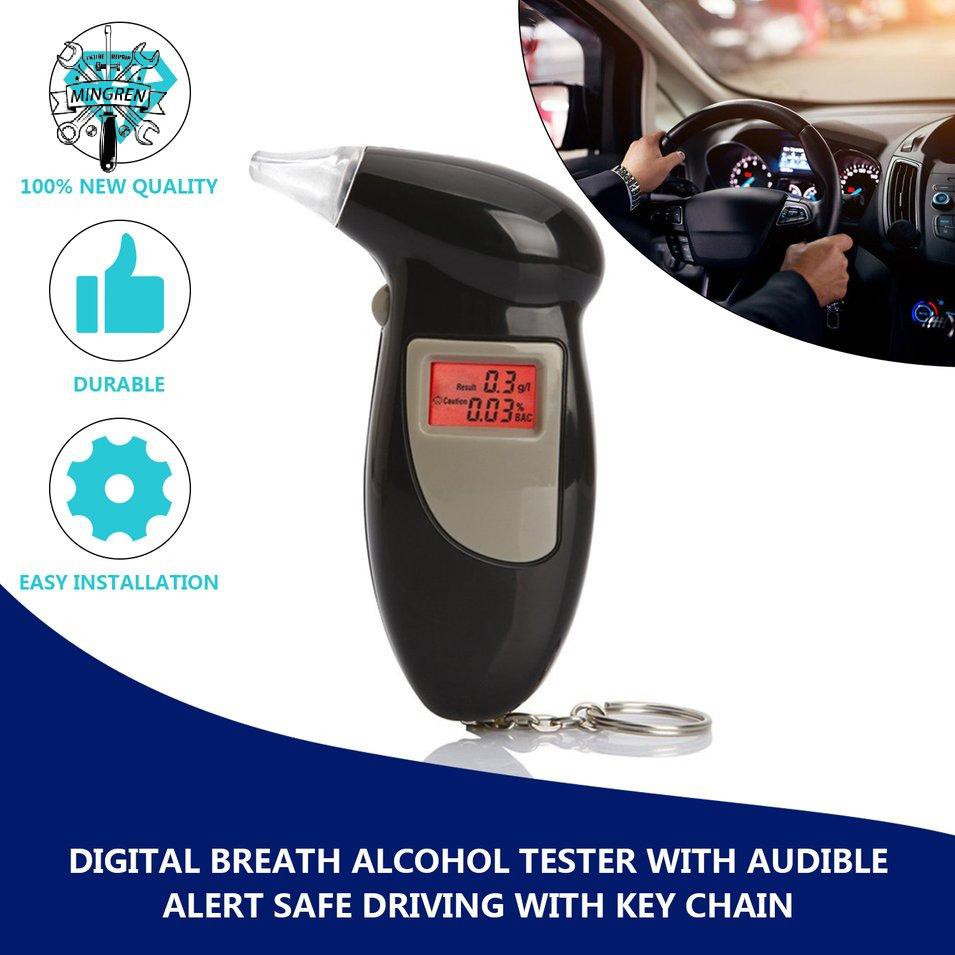 Máy kiểm tra nồng độ cồn trong hơi thở màn hình LCD kỹ thuật số có âm thanh cảnh báo an toàn khi lái xe