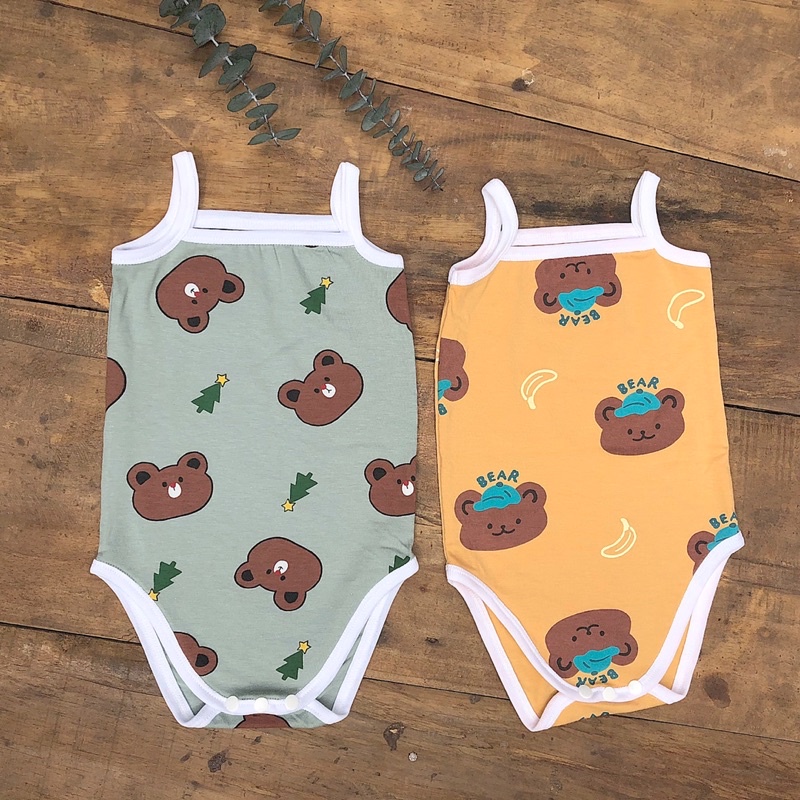 Body 2 dây hoạ tiết gấu xinh xắn cho bé gái