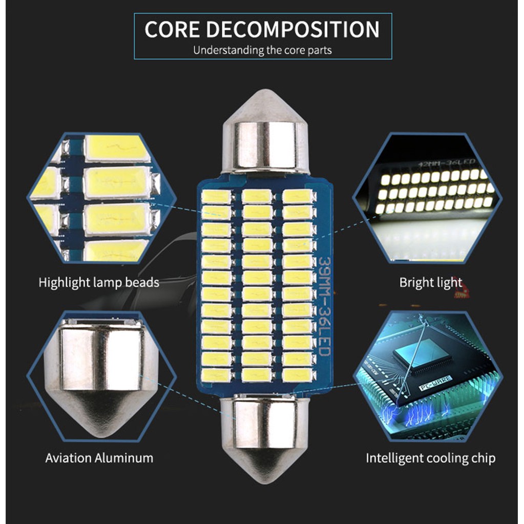 Đèn LED Biển Số Xe Hơi 3014 12V 31mm 36mm 39mm 41mm Nhỏ Gọn Tiện Dụng