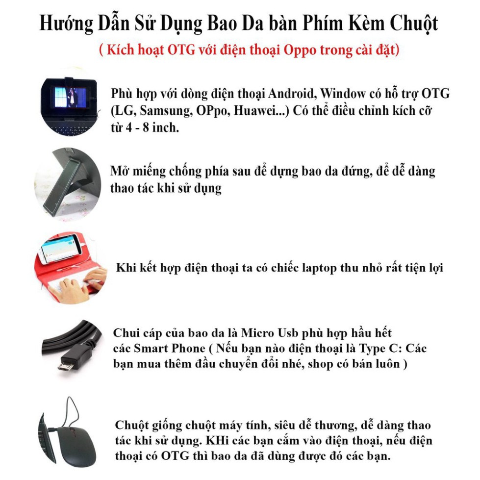 Bàn phím chơi game Bao da bàn phím kèm chuột có dây sử dụng cho điện thoại, ipad, máy tính bảng... Kết nối OTG