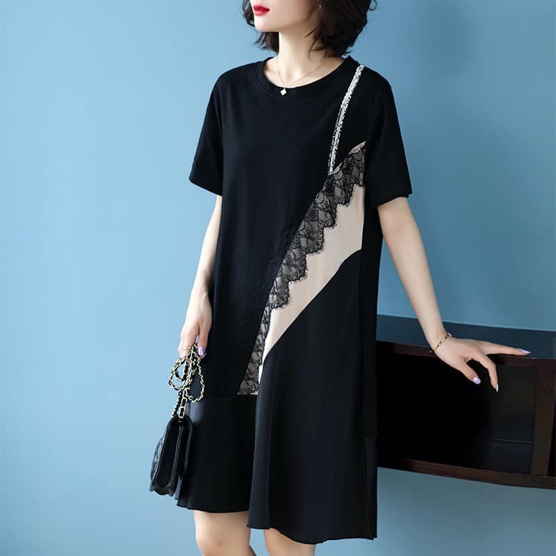 S57265 - Đầm suông ngắn tay nữ hè đuôi cá big size hàng nhập