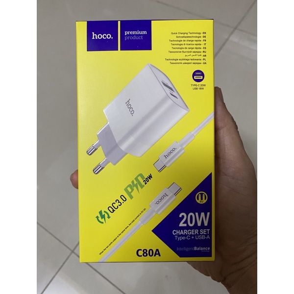 Bộ củ sạc nhanh 20W kèm dây - Hoco C80 TypeC to TypeC cho Android - SAMSUNG,OPPO...