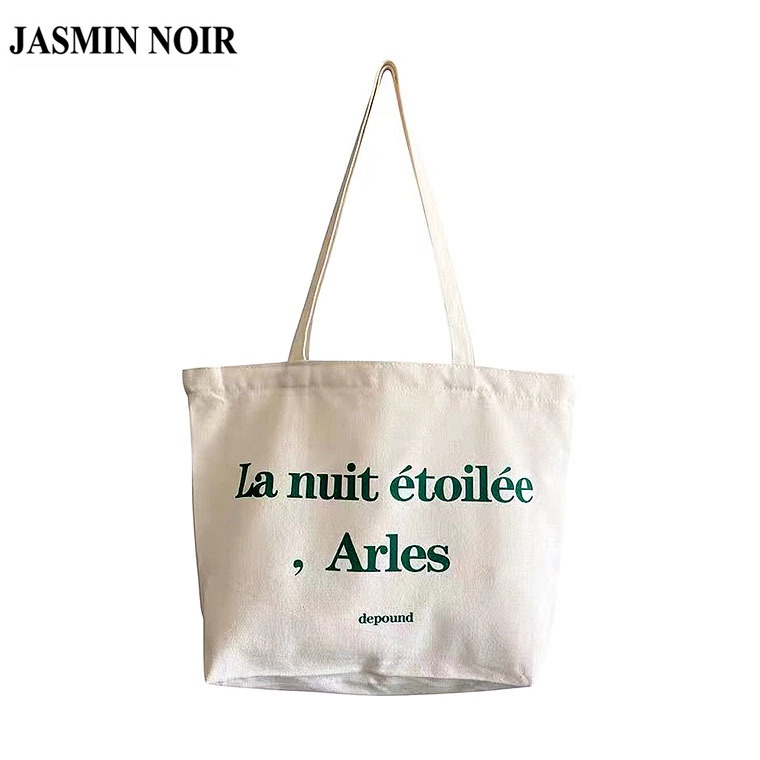 Túi xách JASMIN NOIR đeo vai vải bạt thời trang đơn giản cho nữ