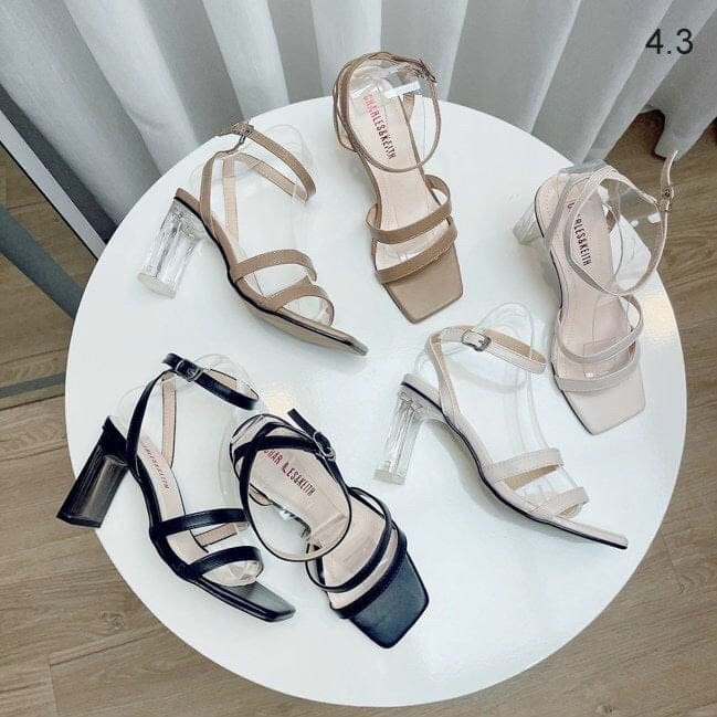 Sandal da mịn 2 quai trước mảnh nhỏ gót trong - 7P