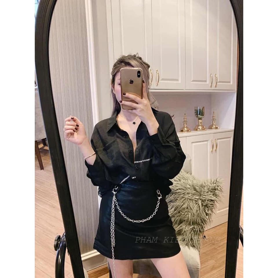 CHÂN VÁY DA KÈM DÂY XÍCH