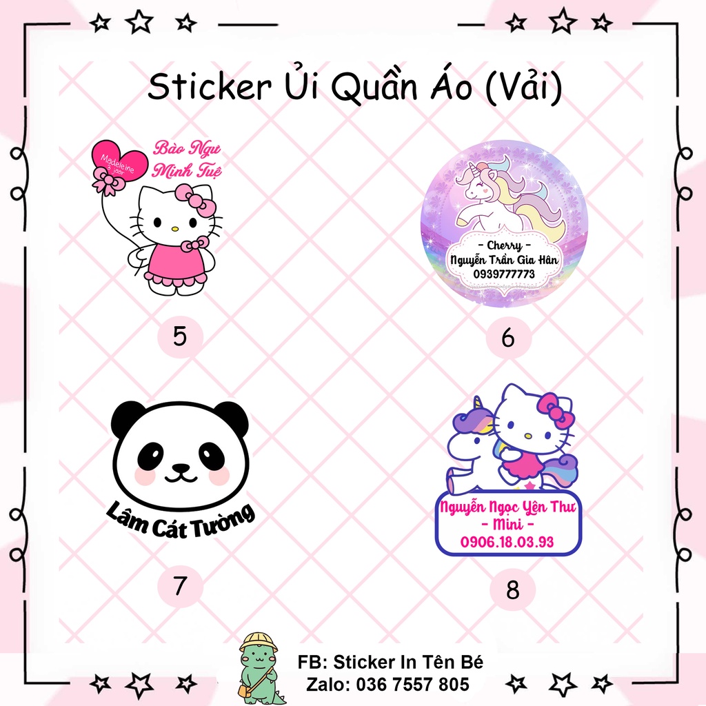 Sticker ủi cho bé đi học - hình ủi - decal ủi tên bé - in theo yêu cầu - thiết kế miễn phí