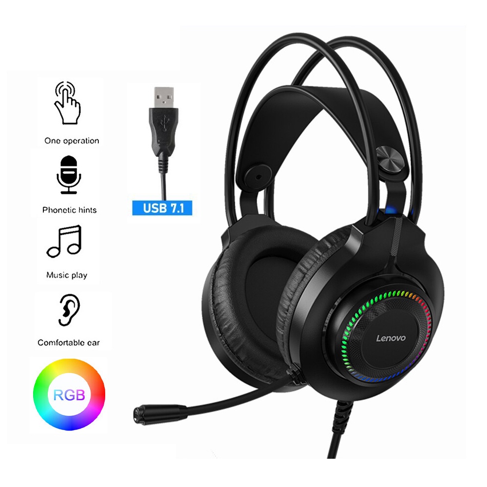 Tai nghe 7.1 gaming LENOVO G20 thinkplus - led RGB micro điều chỉnh 360 độ (Đen) - Nhất Tín Computer