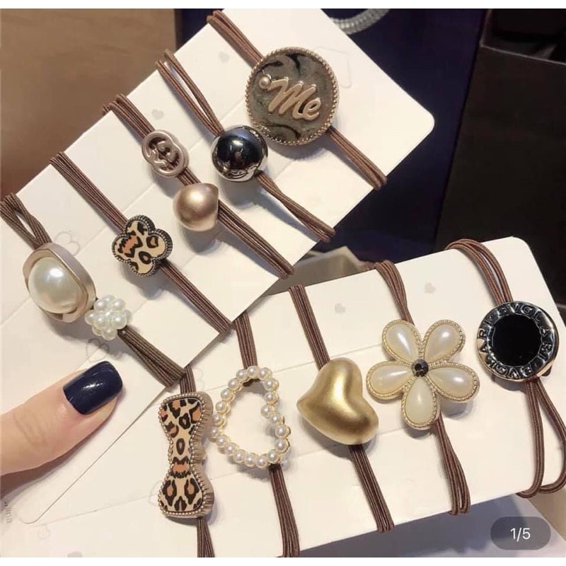 Chun buộc tóc hoạ tiết trơn hàn quốc siêu dai siêu bền thun buộc tóc