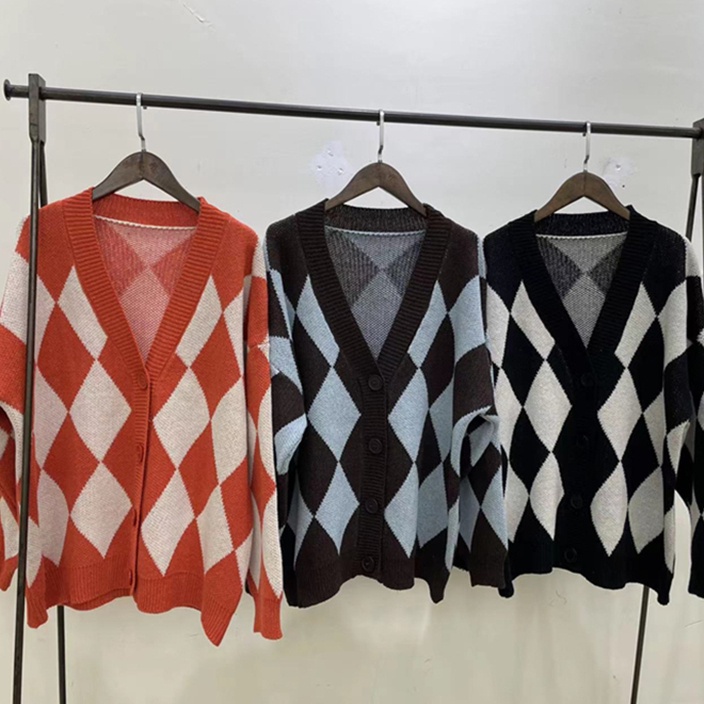 SUXI Áo Khoác Cardigan Dệt Kim Tay Dài Dáng Rộng Cổ Chữ V Thiết Kế Mới Đơn Giản
