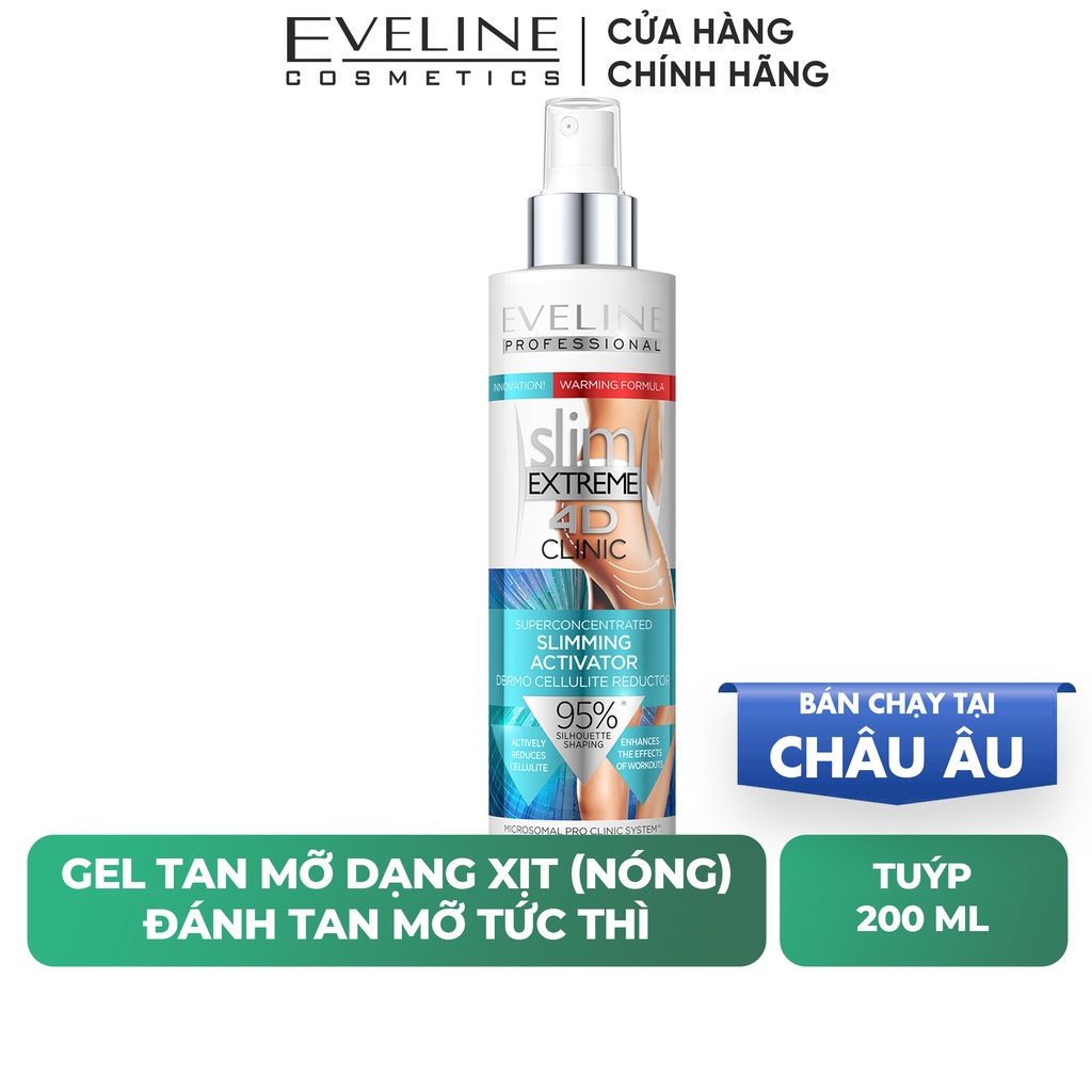 Gel Tan Mỡ Slimming Activator EVELINE Giúp Đốt Cháy Mô Mỡ, Săn Chắc Cơ Chai 200ml