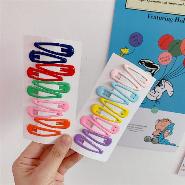 Set 10 kẹp bấm máy đủ màu