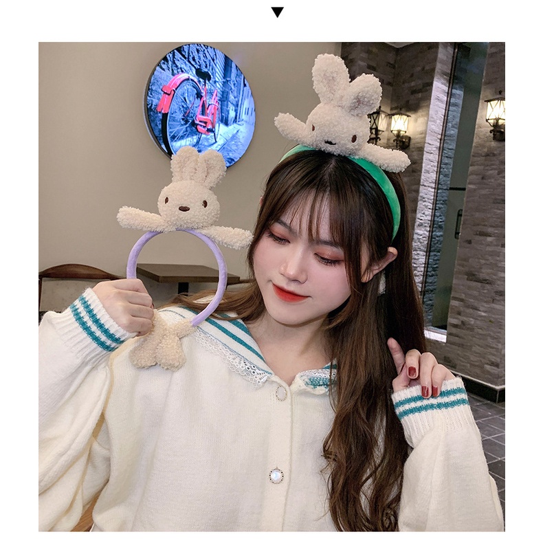 Băng Đô Cài Tóc Bằng Vải Bông Họa Tiết Thỏ Gấu Hoạt Hình Dễ Thương