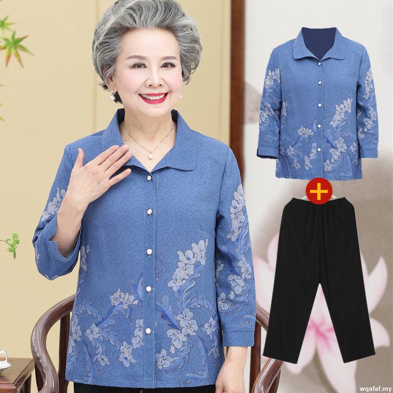 Áo Sơ Mi Mùa Xuân Dành Cho Phụ Nữ Trung Niên/Người Già/Thuyện/Mẹn/Người Già 60-70