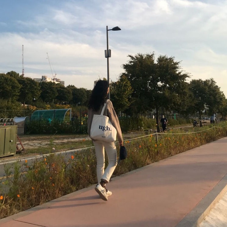 Túi Xách Canvas Cỡ Lớn In Chữ Phong Cách Hàn Quốc Thời Trang Cho Nữ