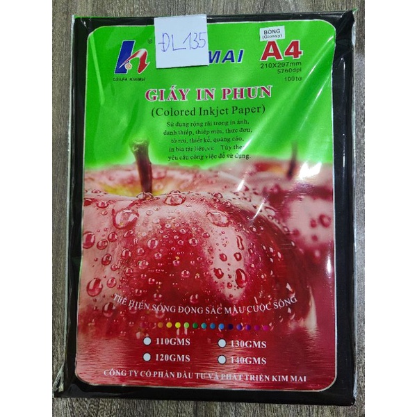 Giấy in ảnh 1 mặt bóng định lượng 135 gsm