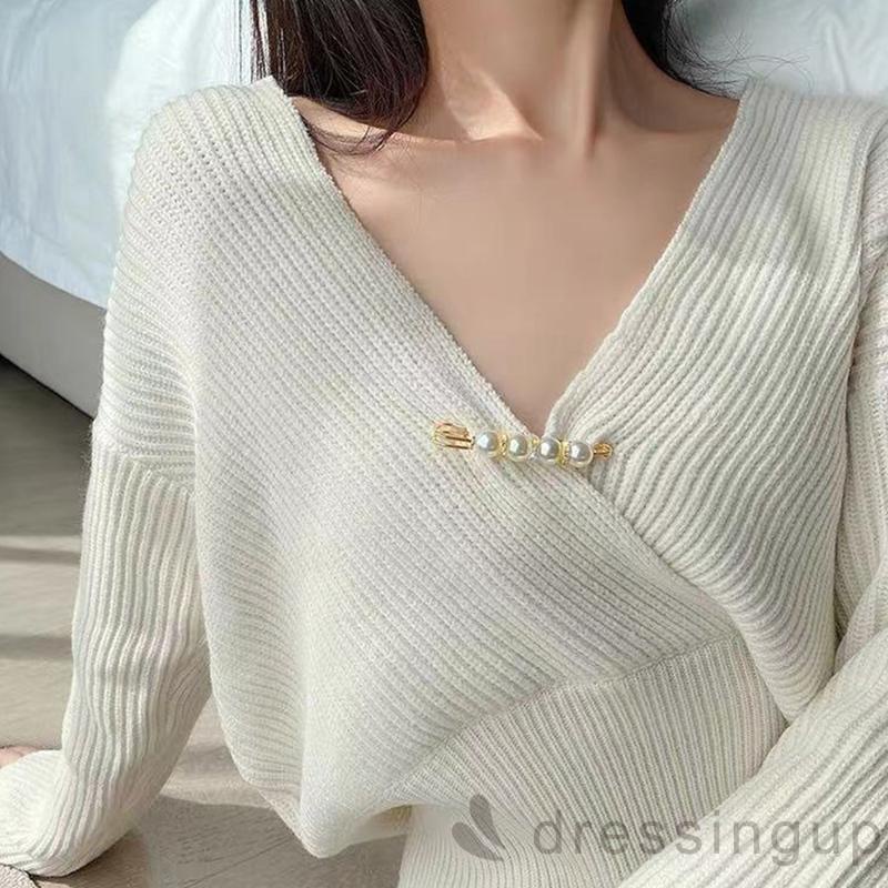 DRESSINGUP-Ghim cài đính ngọc trai nhân tạo thời trang
