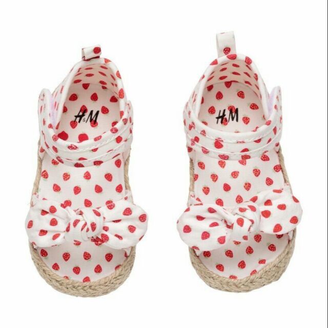 Sandal HM dâu tây đế cói
