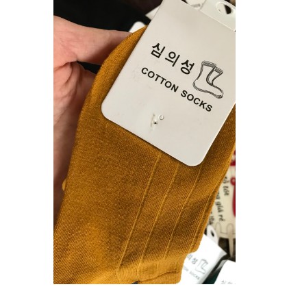Set 10 đôi tất nữ cổ ngắn gân tăm màu trơn vintage