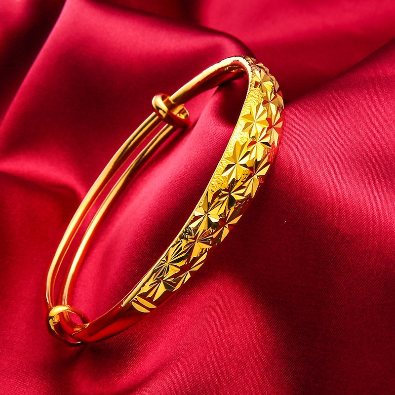 Vòng Đeo Tay Mạ Vàng Đồng Thau Dày Bóng Họa Tiết Rồng Phượng Phong Cách Mới