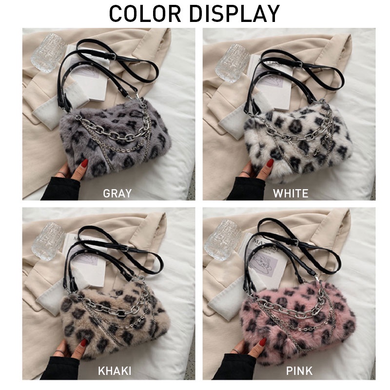 Túi đeo chéo YADOU phối lông dây xích thời trang thu đông cho nữ