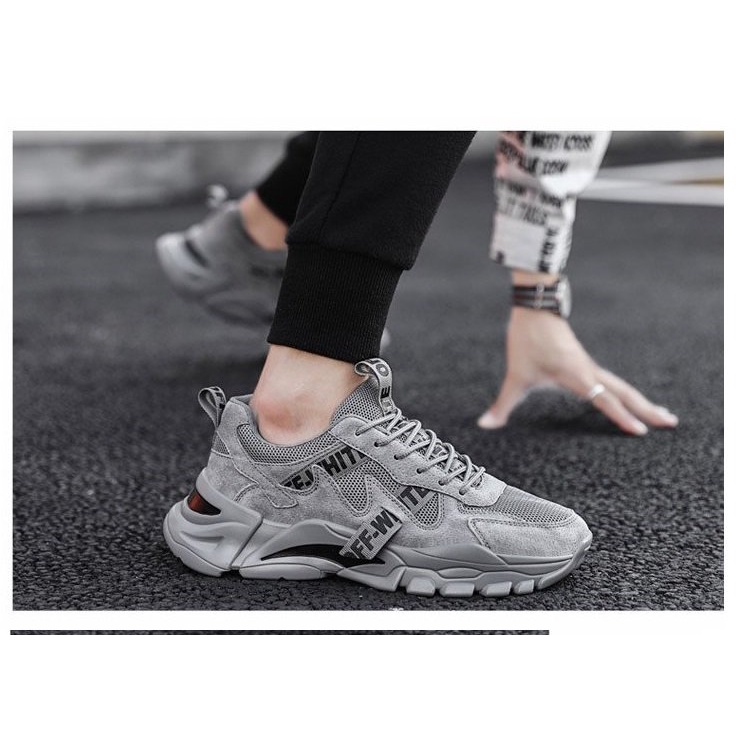 Giày Thể Thao Nam Giày sneaker nam -  Giày nam Màu trắng sữa dáng đẹp đế tăng chiều cao 4cm K01