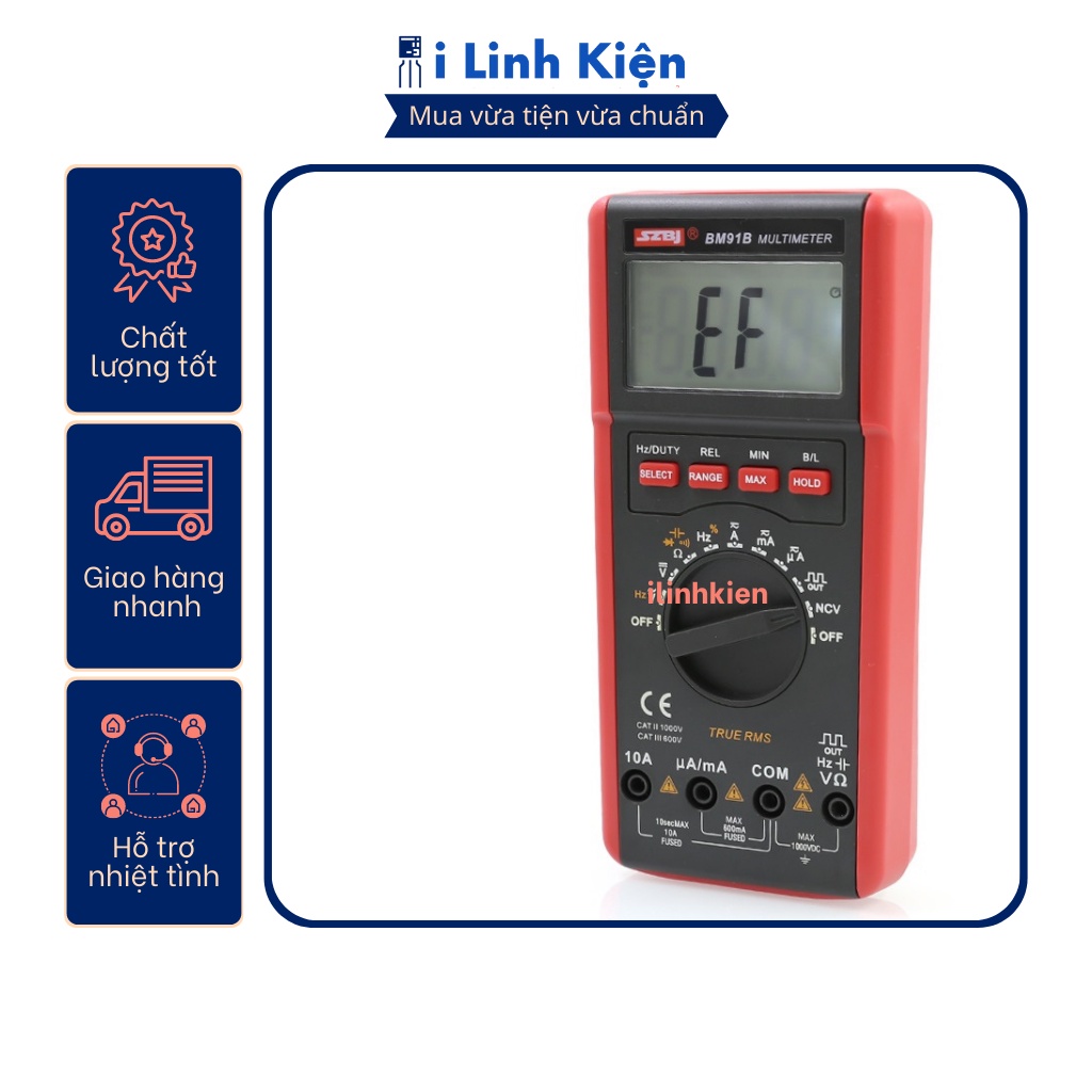 Đồng hồ vạn năng điện tử BM91B chính hãng phát xung đo nhanh bền bỉ chất lượng cao tặng kèm que đo 20A.