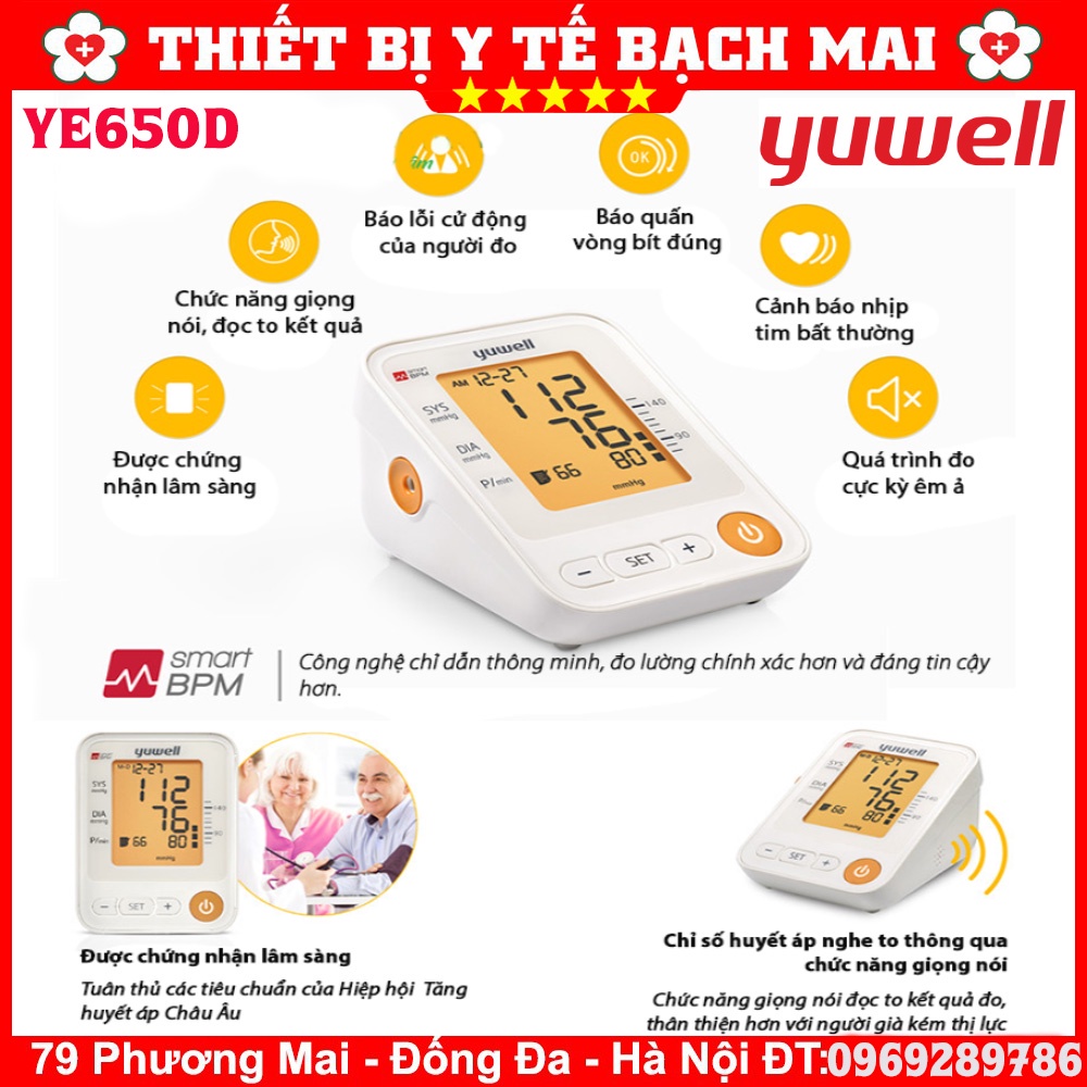 ✅ YUWELL YE650D 💖 Máy Đo Huyết Áp Có Giọng Nói Tiếng Việt Yuwell YE650D
