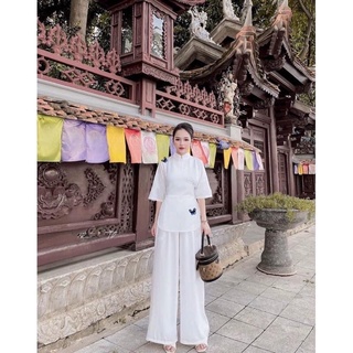 bộ lam bướm cột eo - lụa cao cấp