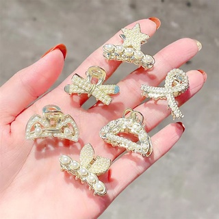Kẹp tóc hợp kim hình bán nguyệt đính đá / ngọc trai giả thời trang dành cho nữ