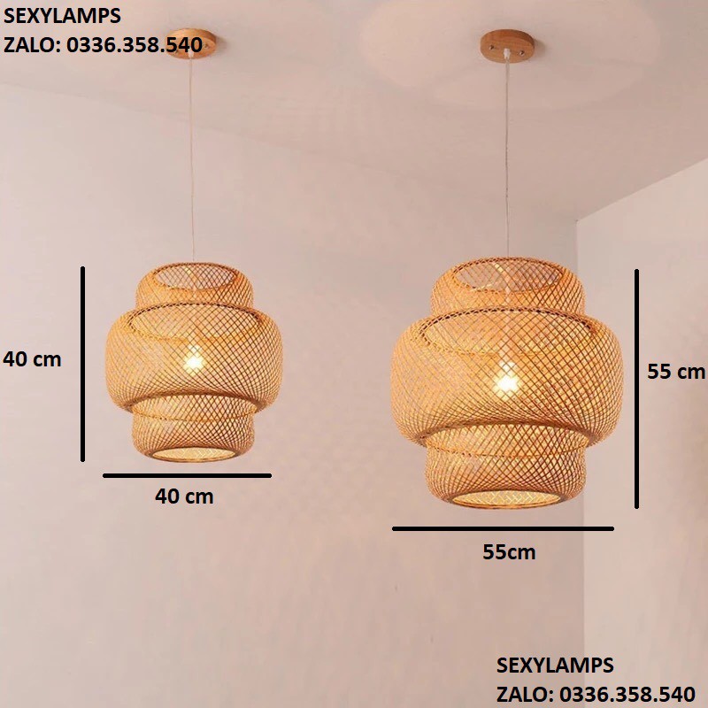 ĐÈN THẢ MÂY TRE ĐAN KIỂU TẦNG