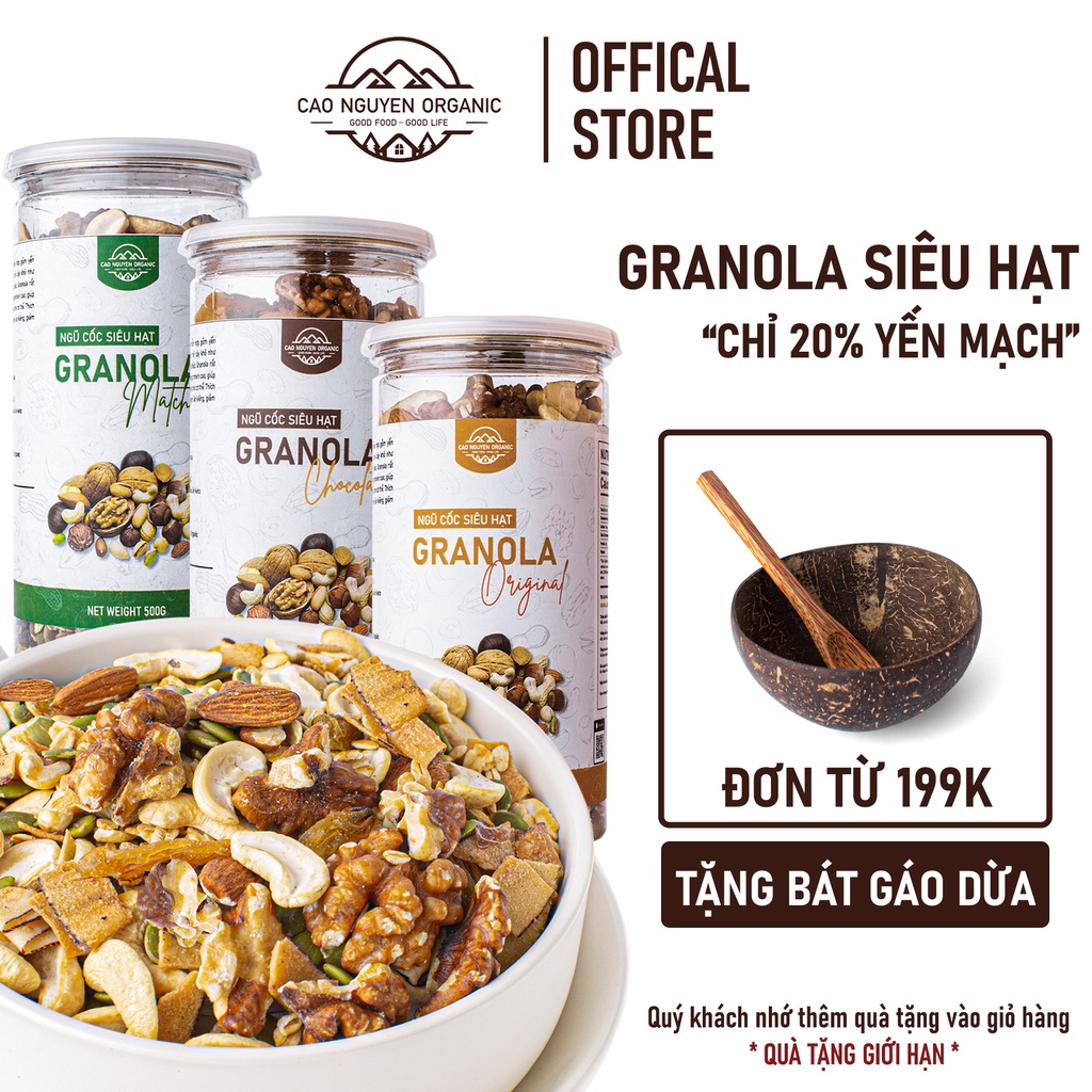 Granola siêu hạt CN ORGANIC thơm ngon, ngũ cốc giảm cân có thêm hạt dinh dưỡng óc chó 250g/500g