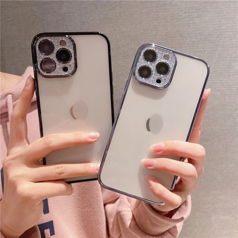 Ốp Điện Thoại Mạ Điện Bảo Vệ Ống Kính Máy Ảnh Cho iPhone 13 12 11 Pro Max i13 i11
