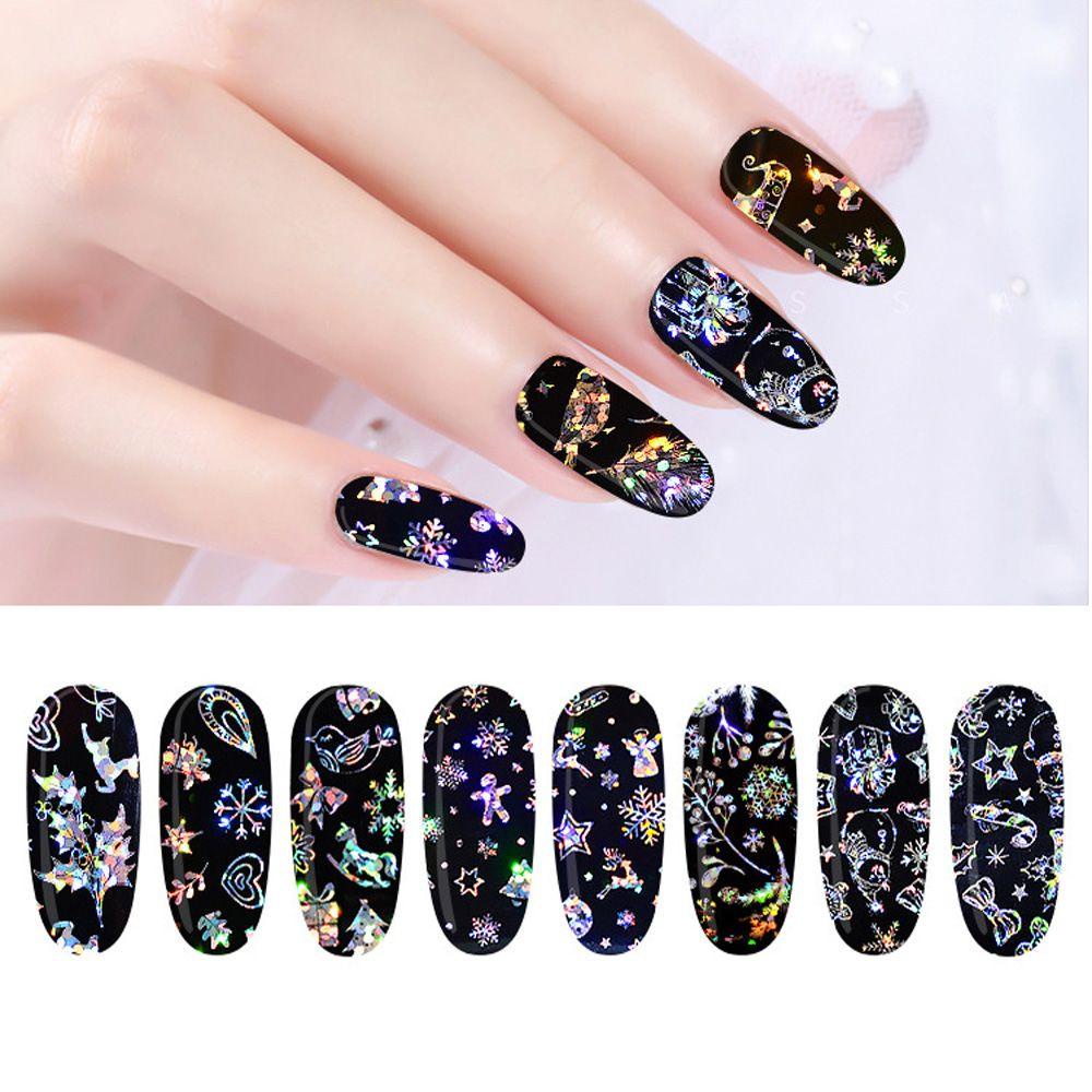 Miếng Dán Trang Trí Móng Tay Họa Tiết Hoa Hồng Lấp Lánh DIY