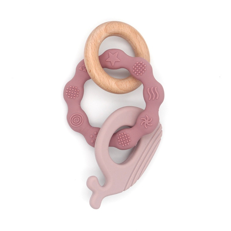 Vòng Tay Lục Lạc Đồ Chơi Ngậm Mọc Răng 3 Trong 1 Bằng Silicone Hình Cá Voi Dành Cho Trẻ Sơ Sinh