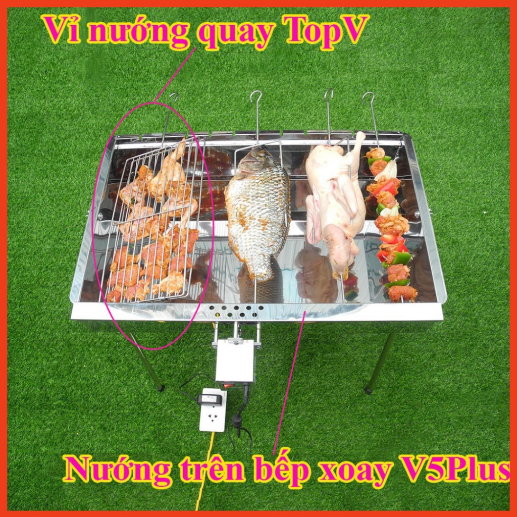 Vỉ nướng quay VX5+ inox, phù hợp bếp nướng TopV V5Plus, vỉ nướng thịt, vỉ kẹp nướng chả cao cấp không gỉ, vỉ nướng điện