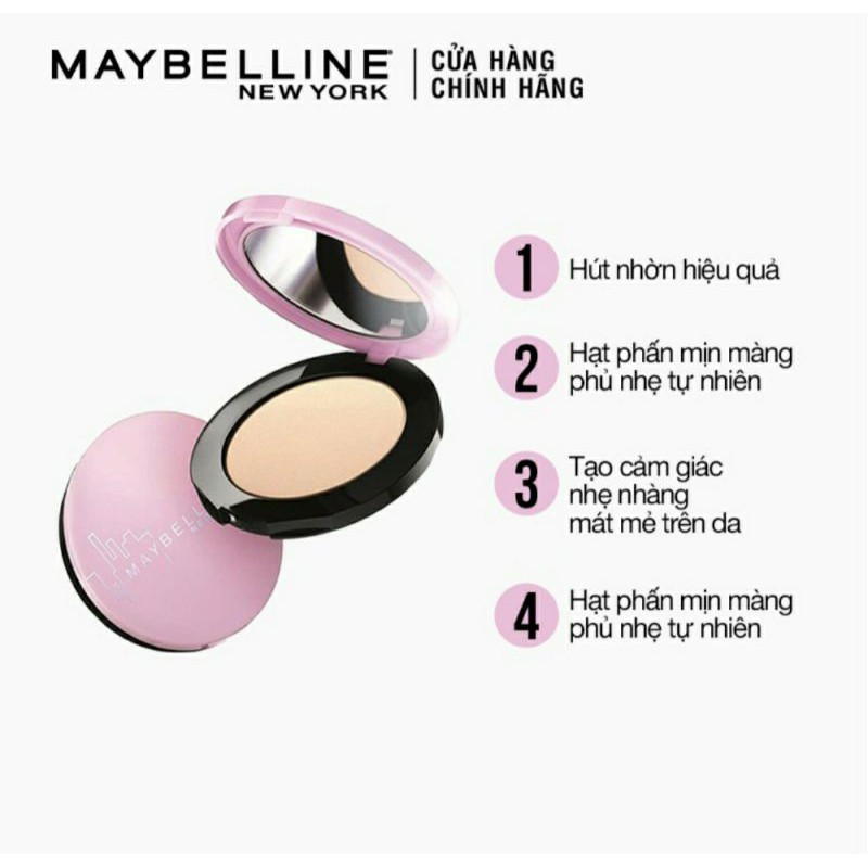 Phấn phủ mịn da kiềm dầu ngăn bóng nhờn 8h Maybelline New York Clear Smooth All In One Pressed Powder 9g