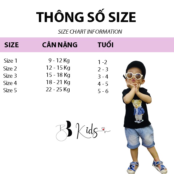 Áo Thun Ngắn Tay Cho Bé BB Kids In Gấu Mặc Áo khoác Chất Liệu Cotton 100% Co Giãn 4 Chiều