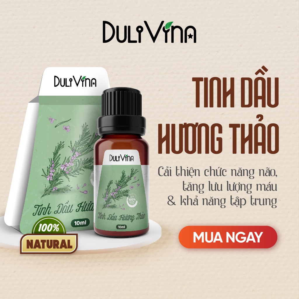 Tinh Dầu Hương Thảo RoseMary DuliVina Cao Cấp, Thiên Nhiên Nguyên Chất, Tăng Sự Tập Trung, Giảm Căng Thẳng - Chai 10ml