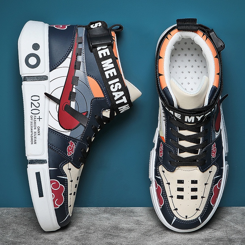 Giày thể thao cổ cao in họa tiết Akatsuki hoạt hình Naruto thời trang cho nam