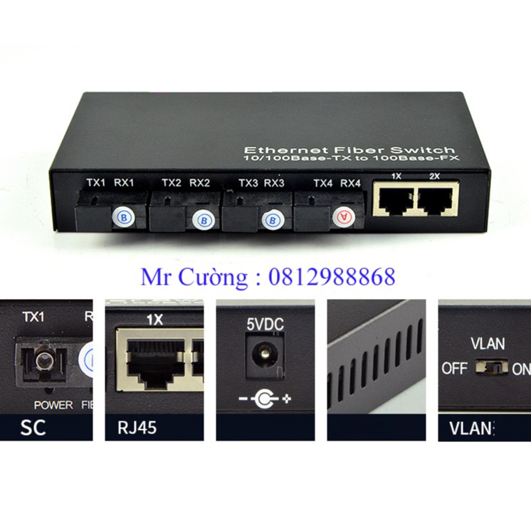 Bộ Chuyển Đổi Quang Điện Converter Quang Ftth 2 Cổng Lan 4 Cổng Quang
