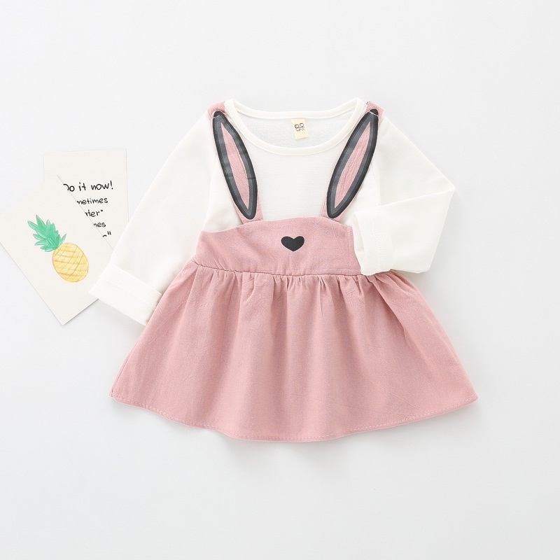 Váy thu đông tai thỏ cute cho bé gái size 5-13kg