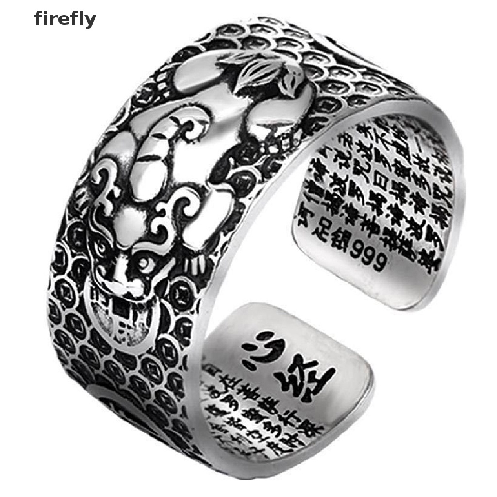 Nhẫn Mạ Bạc Khắc Hình Trái Tim Phong Cách Phật Giáo