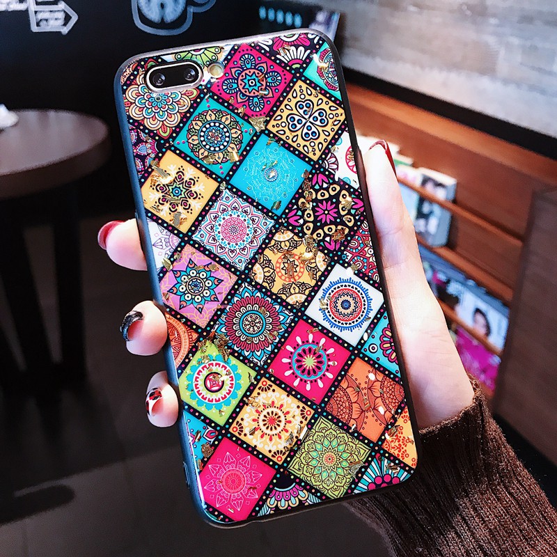 Ethnic Style Flower Case For Samsung Galaxy S21 S21+ S20 S10 Note 10 Plus Note 20 Ultra 9 8 Bling Gold Foil Cover | BigBuy360 - bigbuy360.vn